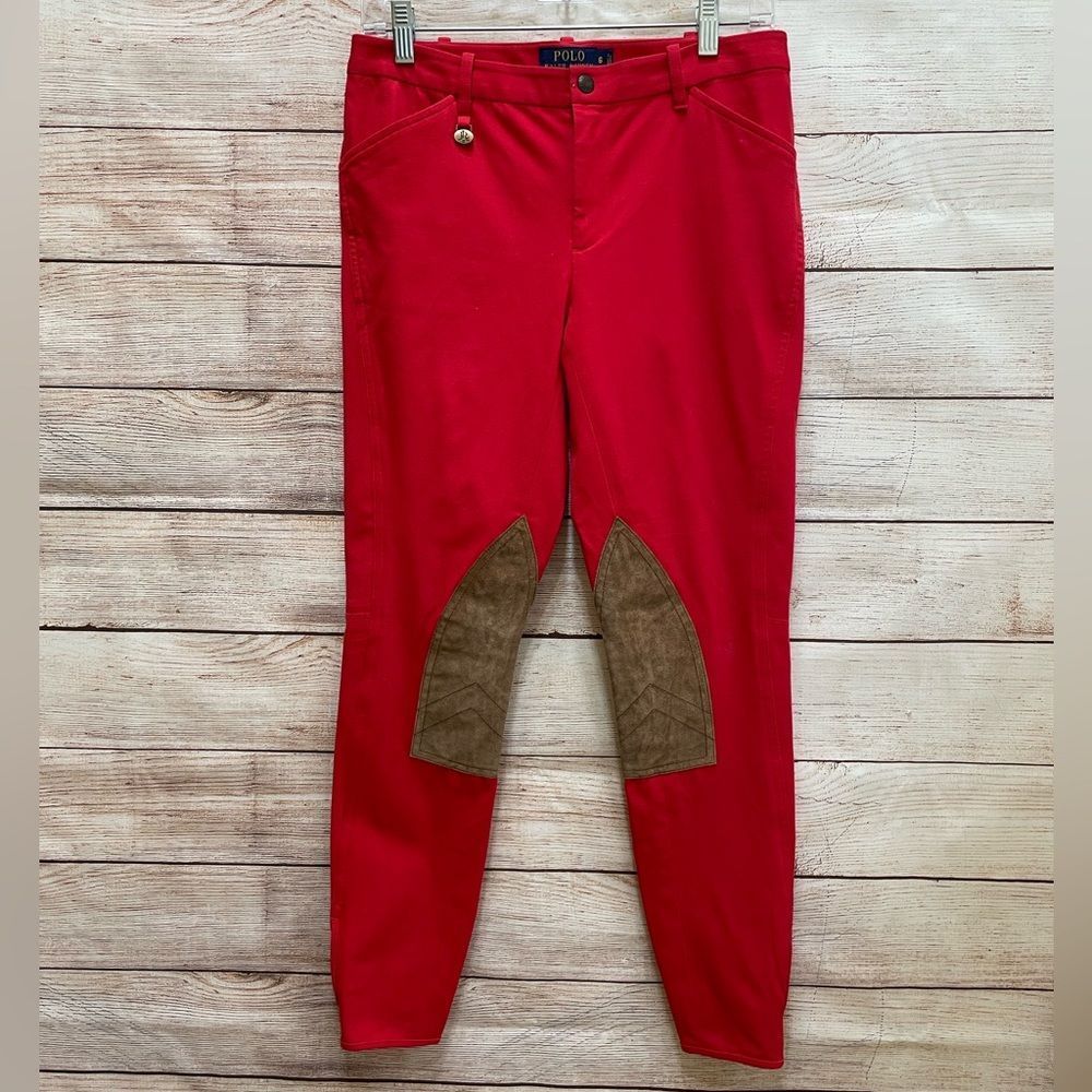 Polo by Ralph Lauren Red Riding Breech Pants with Brown Knee Patches